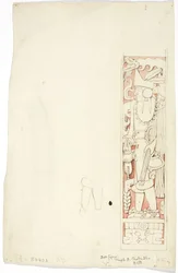 K3 ajtófélfa az A-templomban, Chichen Itza, Yucatan, Mexikó