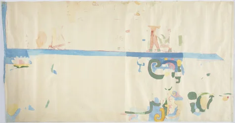 Festmény a délkeleti falról, belső kamra, Jaguárok felső temploma, Chichen Itza, Mexikó (akvarell, testfesték, grafit)