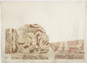 Egy oltár része a Jaguárok Felső Templomában, E Temple, Chichen Itza, Mexikó