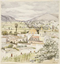 Tlaxcala városa, Mexikó, 1894 (akvarell)