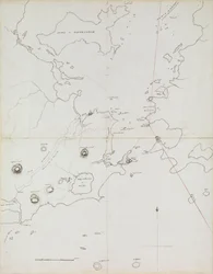 Rio de Janeiro kikötőjének térképe, Brazília, 1849 körül (toll, tinta)
