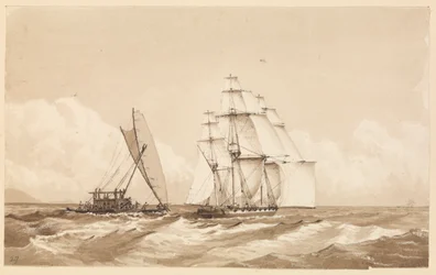 Kettős kenu Moalu előtt, Feejee-szigetek, 1849. szeptember 26. [Fidzsi]