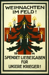 A Német Vöröskereszt karácsonyi kampánya, amelyben csomagokat kérnek a fronton lévő csapatoknak, pub. München