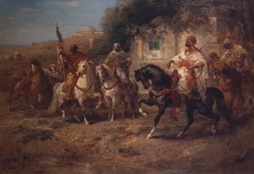 Arab lovasok a szökőkútnál