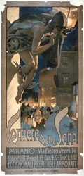 A „Corriere della Sera” reklámplakátja, Milánóban nyomtatva, 1898