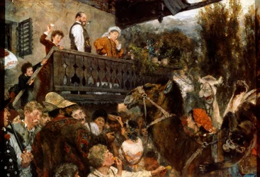 Utazó cirkuszi kaméleerek Partenkirchenben, 1884.