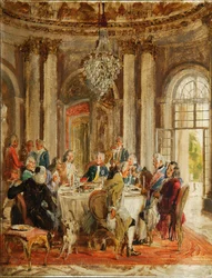 II. Frigyes kerekasztala Sanssouci-ban, vázlat, 1848