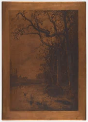 Adolphe Appian "Táj kacsákkal" maratott rézlemeze