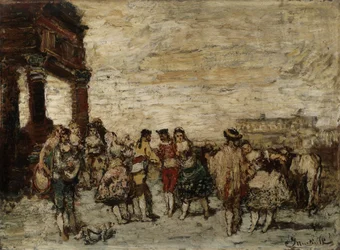 Buli Spanyolországban Adolphe Monticelli festménye (1824-1886) Mérete 36,5x48 cm Musee Grobet-Labadie