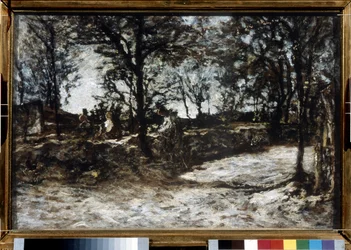 Vidéki táj. Fontainebleau. Adolphe Thomas Joseph Monticelli (1824-1886) festménye. Olajfestmény. Impresszionizmus. Mérete: 39x60 cm. Puskin Múzeum, Moszkva