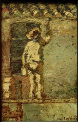 A.Monticelli, házfestő a ház falán