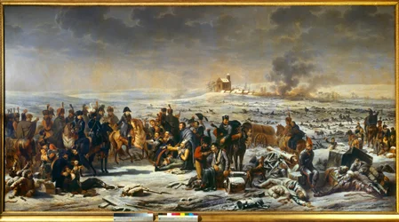 Poroszország és Lengyelország hadjárata (1806-1807) „” I. Napóleon (1769-1821) az eilaui csatatéren 1807.02.09” Adolphe Roehn (1780-1867) festménye 1807 Boissy Saint Leger. Grosbois kastély