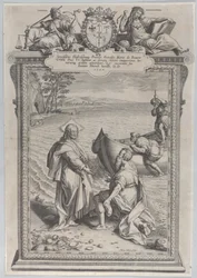 Krisztus hívja Szent Andrást, aki letérdel előtte a tengerparton, és Szent Pétert, aki mászik..., 1590.