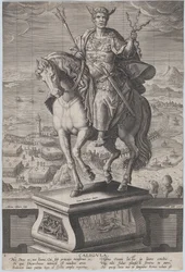 4. tábla: Caligula lovas szobra, háromnegyed balra látható, ..., kb. 1587-89.