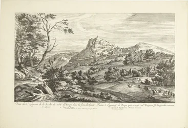 Gezicht op Saint Laurent de la Roche St. Laurent de la Roche kilátása a Costé du Bourgról a Franche Comtéban (cím a tárgyon)
