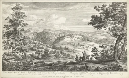 Gezicht op het kasteel van Sainte Anne Kilátás a kastélyra, Ste. Anne a szabad Comtéban, ahogy látja magát belépni (cím a tárgyon)