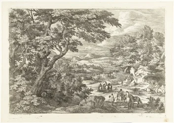 Táj a hazafelé tartó vadászokkal, a távolban egy kastély Landscapes with Hunters (sorozat címe)