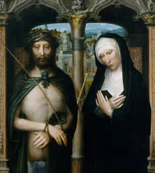 A tövisekkel megkoronázott Krisztus Ecce Homo és a Gyászoló Szűz, kb. 1530-40.
