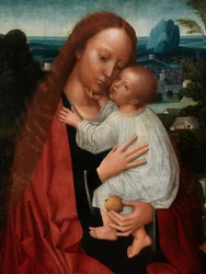 Madonna részlete Keresztelő Jánossal és Szent Jeromossal (olaj a táblán)