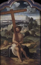 ""A fájdalmak Krisztusa"" (A fájdalmak embere) Adriaen Isenbrant (1490-1551) festménye 16. század eleje Olaj, fa Méret 46x29 cm Museo del Prado, Madrid