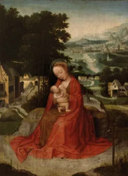A pihenés az egyiptomi menekülésen, 1520-30 körül (olaj, tábla)