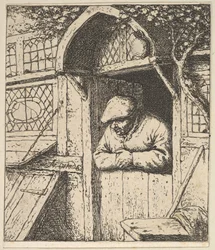 Ajtóra támaszkodó paraszt, 1610-85.