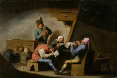 A falu énekesei - A falu énekesei - Adriaen Jansz van Ostade (1610-1685) festménye - Olaj, fa - 21,8x32,2 - Nemzeti Galéria, Prága