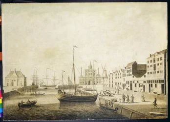 A Leuvehaven látképe (grisaille)