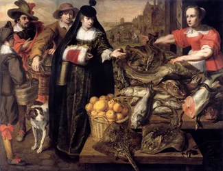 Egy hölgy az antwerpeni halpiacon, 1630-1640.