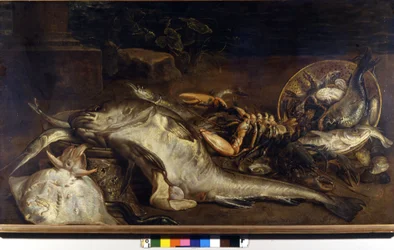 Halcsendélet. Adriaen van Utrecht (1599 - 1652) festménye. Milánó, CRA.