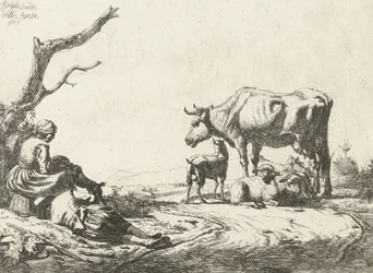 Pásztor és pásztorlány szarvasmarhával, 1653