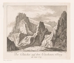 Kilátás egy gleccserre az Alpokban Der Gletscher auf dem Gitschenen-Berg (cím a tárgyon)