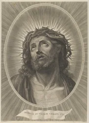 Töviskoronával felnéző Krisztus feje, ovális keretben, Reni után, kb. 1..., kb. 1653-67.