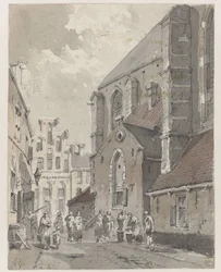 Kilátás Amersfoortban, a St. Joriskerk jobb oldalán
