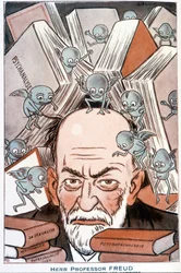 Sigmund Freud rajzfilmje "Az, aki megérti a vámpírokat""" - Illusztráció: Adrien Barrere (1877-1931) a "" Fantasio""-ban, 1931.05.15.