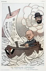 Karikatúra Gustav Stresemann (1878-1929) német kancellárról és a márka leértékelődéséről - Adrien Barrère (1877-1931) illusztrációja a «Fantasio» 01/11/1923-i számában