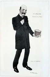 Joseph Caillaux, bérügyi miniszter – Adrien Barrere (1877-1931) illusztrációja a „Fantasio” című művében, 1907.02.15.