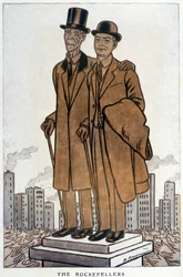 Les Rockefellers, idősebb és ifjabb, amerikai cresus - Illusztráció: Adrien Barrere (1877-1931) a "" Fantasio" című filmben, 1930.03.01.