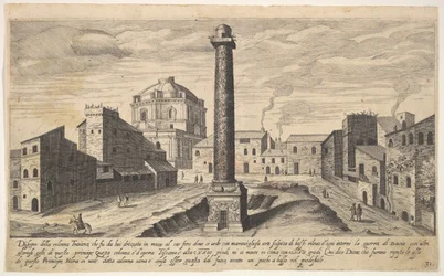 31. tábla: Traianus oszlopának képe, a földből kiásott talapzattal, su..., 1606.
