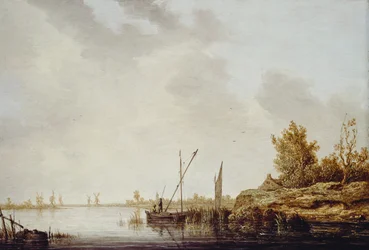 Folyói jelenet távoli szélmalmokkal, 1640-42 körül