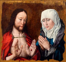 Krisztus megmutatja anyjának a köröm sebeit a kezében, c. 1490.