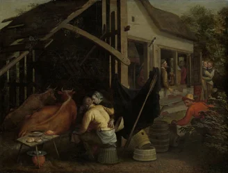 Szeretkező párok egy vidéki fogadóban, 1570-1590 körül (olaj, tábla)