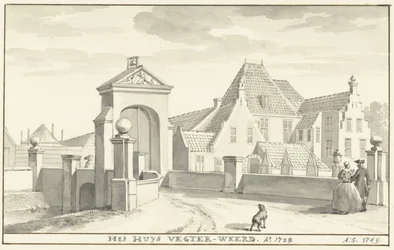 A havezathe Vechterweerd Zwolle mellett 1729-ben Het HUYS VEGTER-WEERD Ao 1729 (cím a tárgyon)