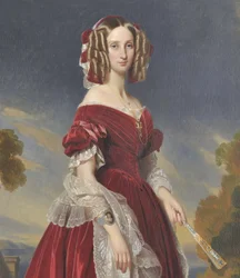 Francia: Portrait de la reine Louis-Marie en robe rouge Louise Marie királynő portréja vörös ruhában.