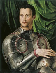 Cosimo I de Medici toszkán nagyherceg portréja páncélban 1519-1574