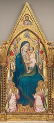 Madonna és gyermeke a tizenkét angyallal és az áldó Krisztussal trónol [középső panel]