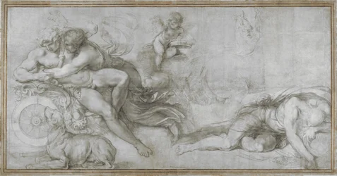 Cephalust vitte el Aurora a Szekér rajzfilmjében a Palazzo Farnese Galériájában, Rómában, c. 1599