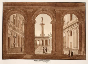 A Palazzo Imperiali Valentini. Archaeological Restoration., 1833 (rézkarc barna mosással)