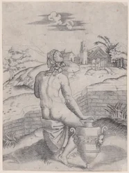 Nő ül egy váza közelében, kb. 1514-36.