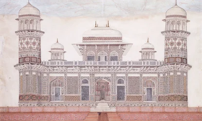 Itmad-ud-daula sírja, 1815 körül (ceruza, toll és fekete tinta, w/c, érintéssel kiemelve)
